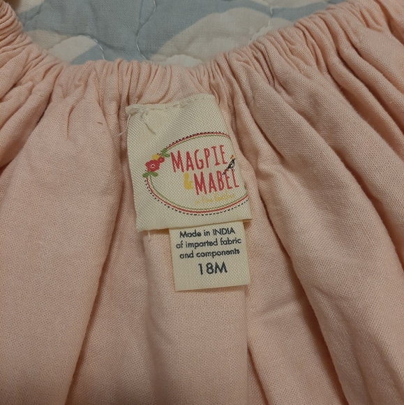 Magpie and Mabel Baby girl pink skirt with small silver sparkle polka-dots. 18m - Picture 4 of 6